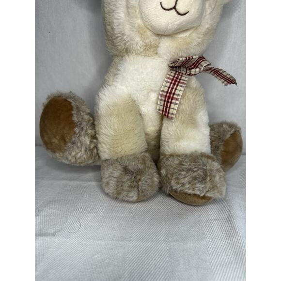 Fuzzy Lamb Llama Off White Stuffed Animal, Tan Plush 12” Tall - Picture 3 of 10